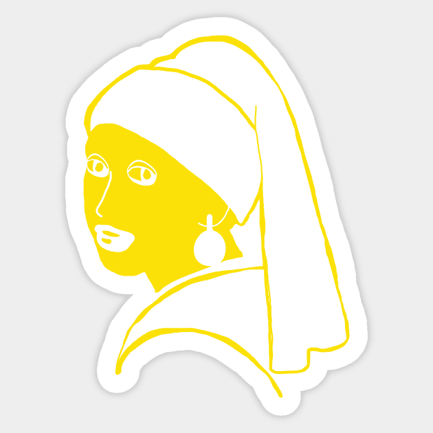 Minimalist Girl with a Pearl Earring Sticker by pelagio